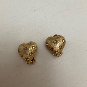 Weiss clip earrings, gold with  opalescent stones